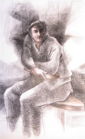 Seated Man (conté drawing)